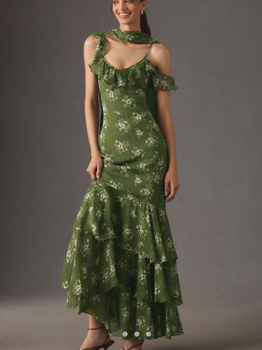 BHLDN Jules off-shoulder Ruffled Chiffon Maxi Dress